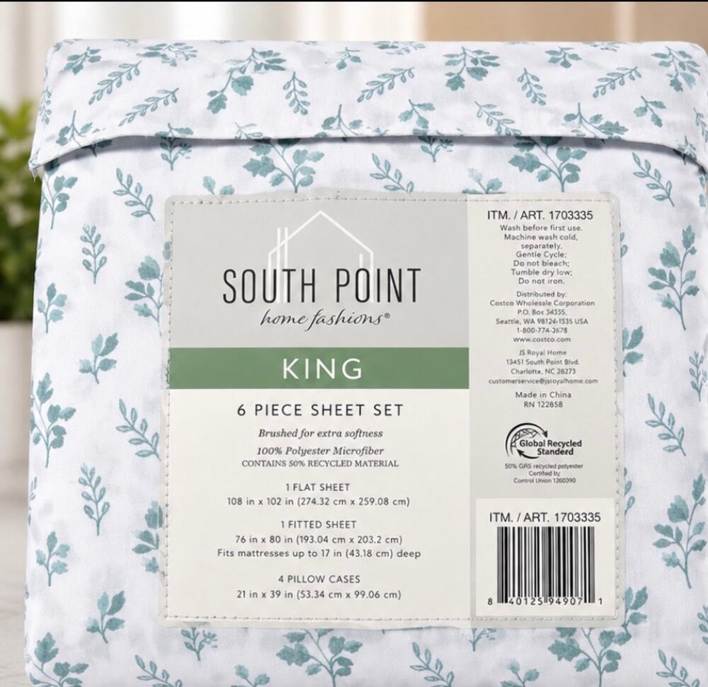 South Point Home Fashions King 6-Piece Microfiber Sheet Set